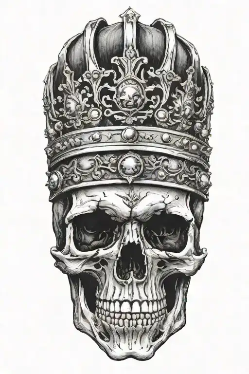 Skull With Crown Looking To The Right