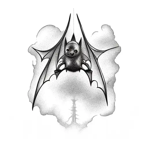 Bat Crawling Up Tree