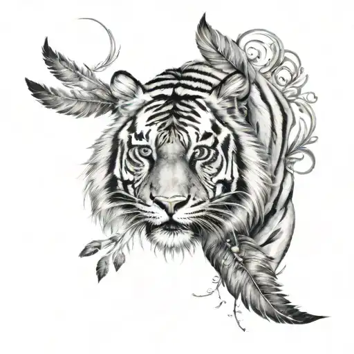 Tiger With Feathers Dangling