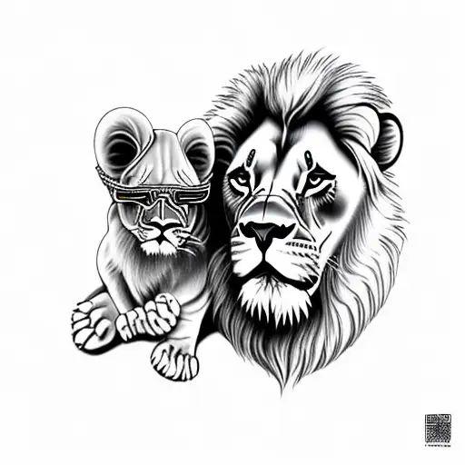 Rocker Male Lion With Female Cub Wearing Glasses