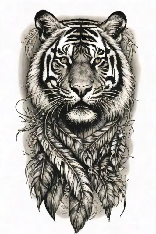 Tiger With Feathers Dangling