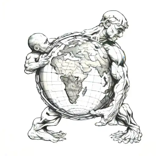 Atlas Holding Up The Earth That Seams To Be Ying Yang