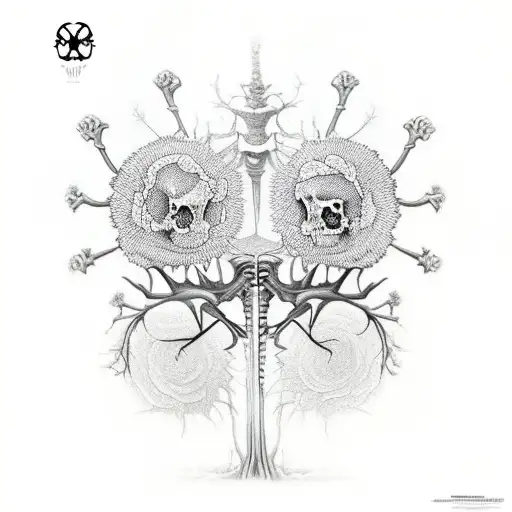 Skeleton Tree Flowers Creepy