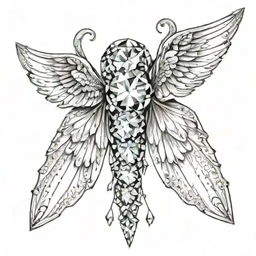 Diamond With Wings On Neck