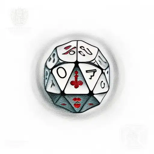 Red Apple With A Full Set Of Dice In A Circle