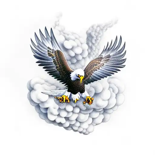 Eagle Flying Out Of Smoke