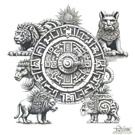 Aztec Calander Date 07062006 With 5 Animals To Symbolize Siblings And My Mother Being A Temple