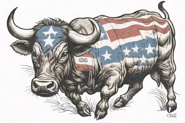 Aggressive Bull And Puerto Rico Flag