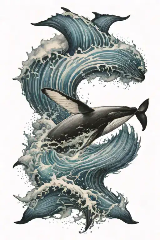 Whale And Ocean Waves Crashing
