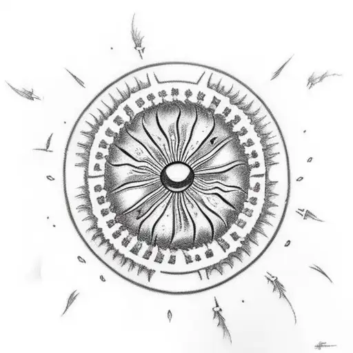 Sun With Doves And Clouds