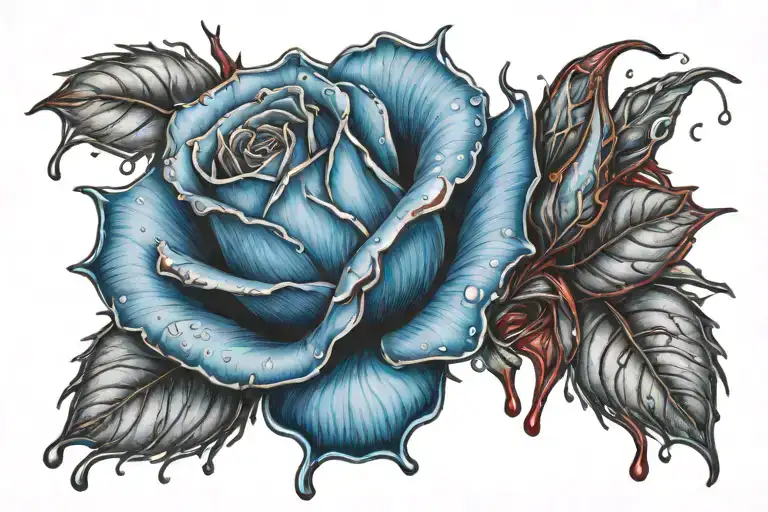 A Blue Rose Dripping Blood