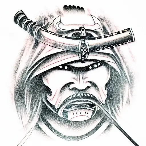 Samurai With Sword Mask