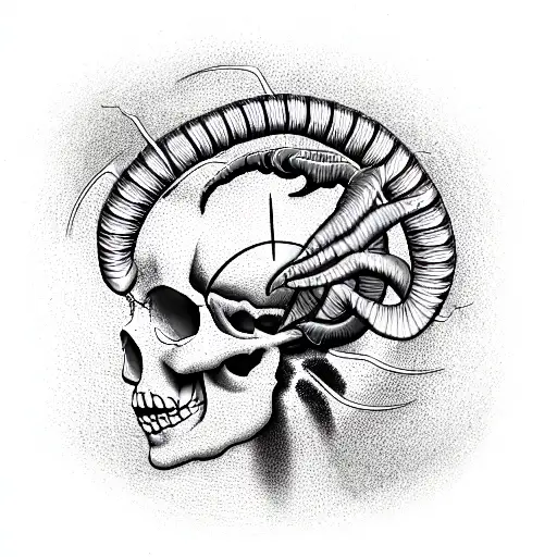 A Centipede Encircling The Skull
