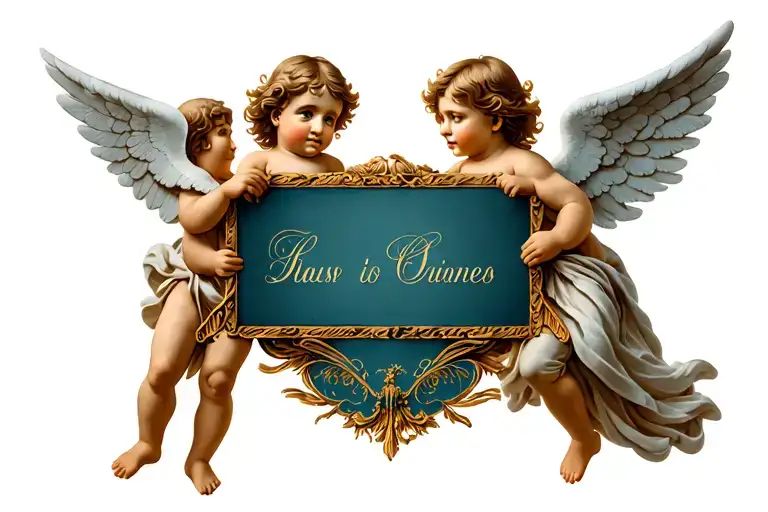 Cherub Angels Holding Banner