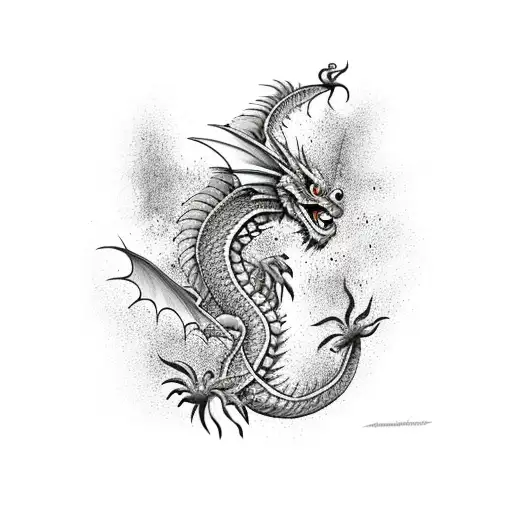 European Dragon With Flowers