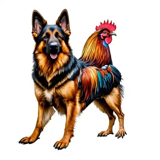 German Shepherd Rooster Standing Proudly
