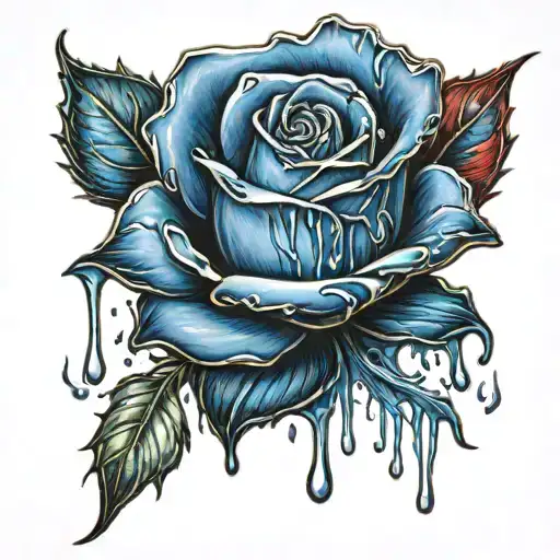 A Blue Rose Dripping Blood