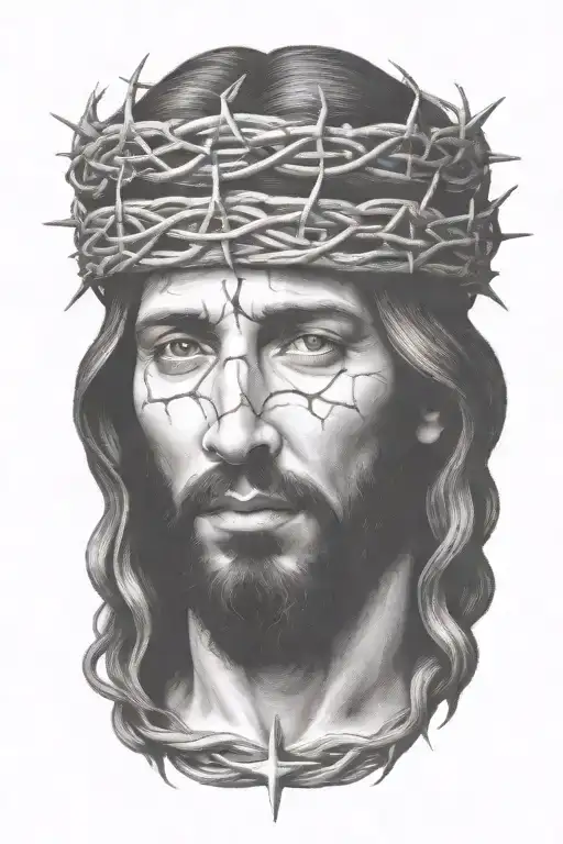 Jesus With Crown Of Thorns On Head