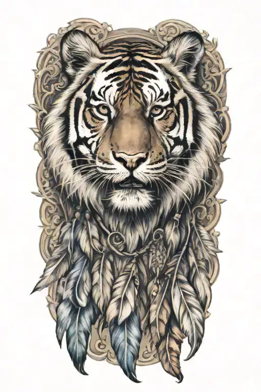Tiger With Feathers Dangling