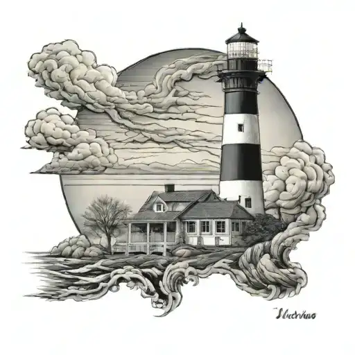 Hatteras North Carolina Lighthouse In Lightning Storm