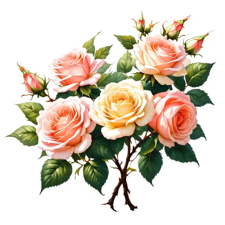 A Flowy Branch Of Soft Roses Growing