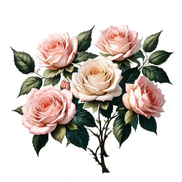 A Flowy Branch Of Soft Roses Growing