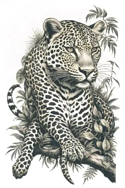 Leopard With Snake In A Jungle Tree