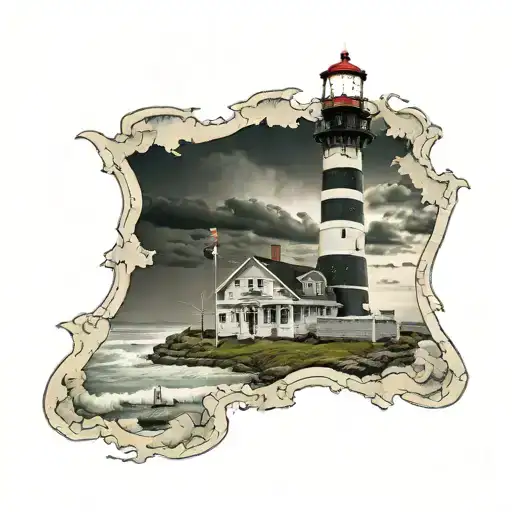 Hatteras Lighthouse In Lightning Storm With Topo Map