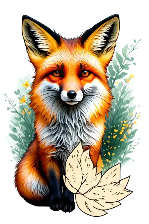 Sitting Fox Watching Mysterious