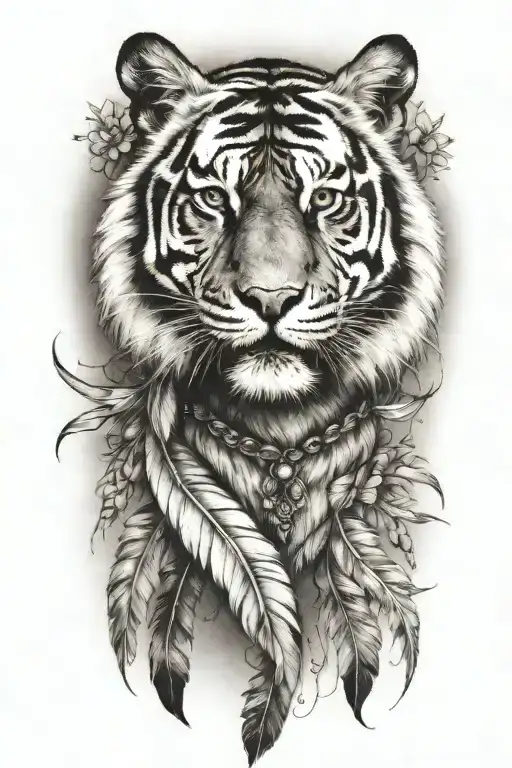 Tiger With Feathers Dangling