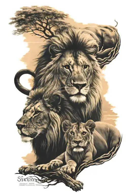 A Lion Family With Sunset Jesus And Neymar Jr Full Sleevee