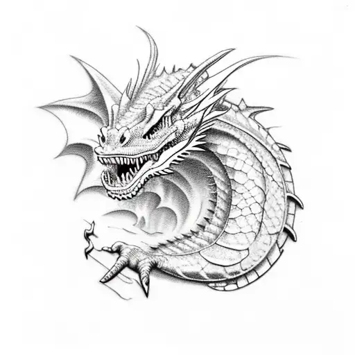 Dragon Dinosaur Scratches With Claws