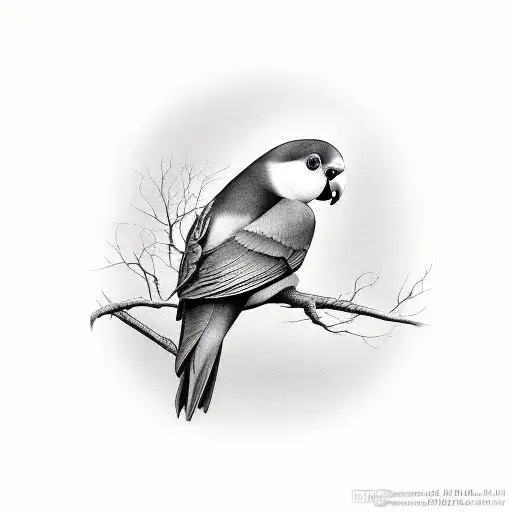 Black And Grey Lovebird Perched On A Branch