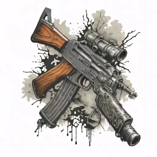 Ak47 Gun With Background Looking