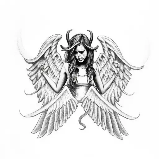 Devil With Wings Kissing Angel With Wings Realistic