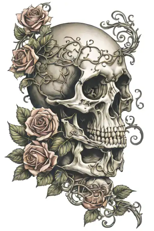 Skull With Roses And Vines