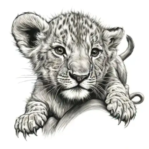 Two Lion Cub Tattoo Design For Fore Arm