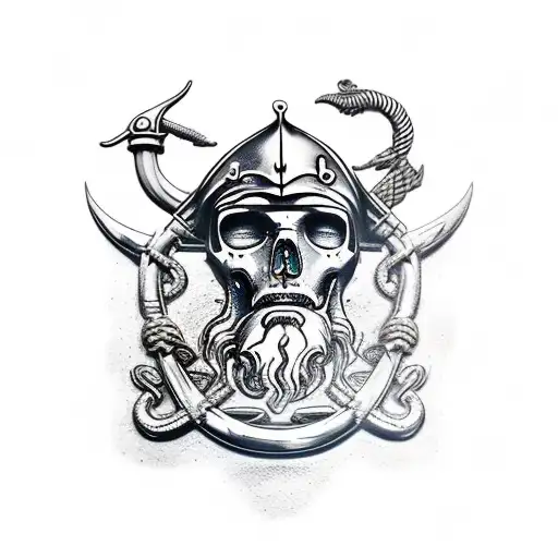 Poseidon Pulling Down A Sinking Pirate Ship