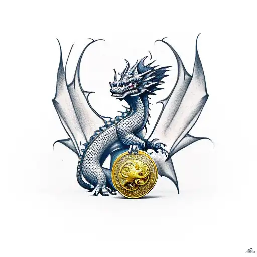 Tiny Dragon Holding Coin