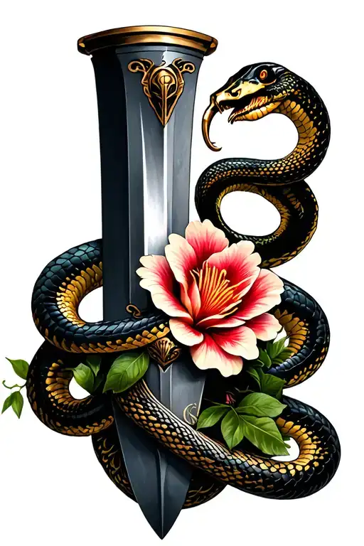 Dagger With Snake And Flower