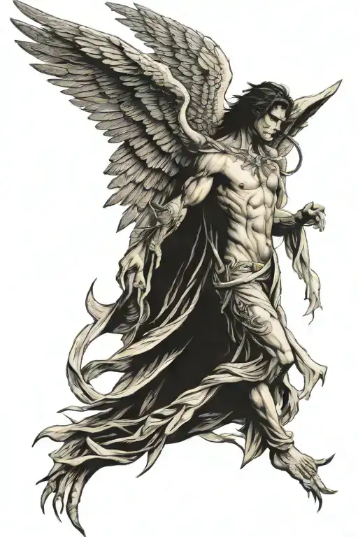 Nephilim With Wings Pointing Towrads The Sky One Wing Demon One Wing Angel