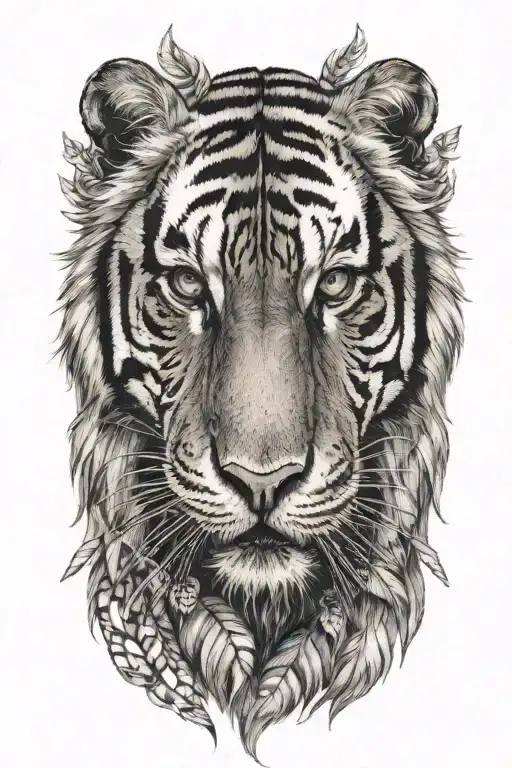 Tiger With Feathers Dangling