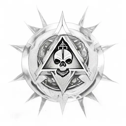 Black And White Templar Shield With An Skull In The Center