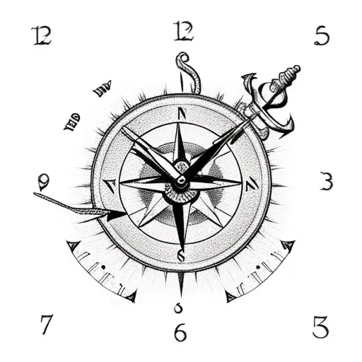 Clock Compass Map Anchor Roses