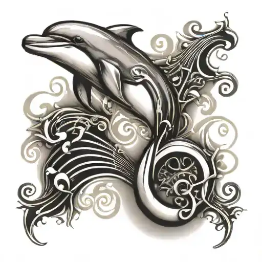 Dolphin Jumping Through A Treble Clef