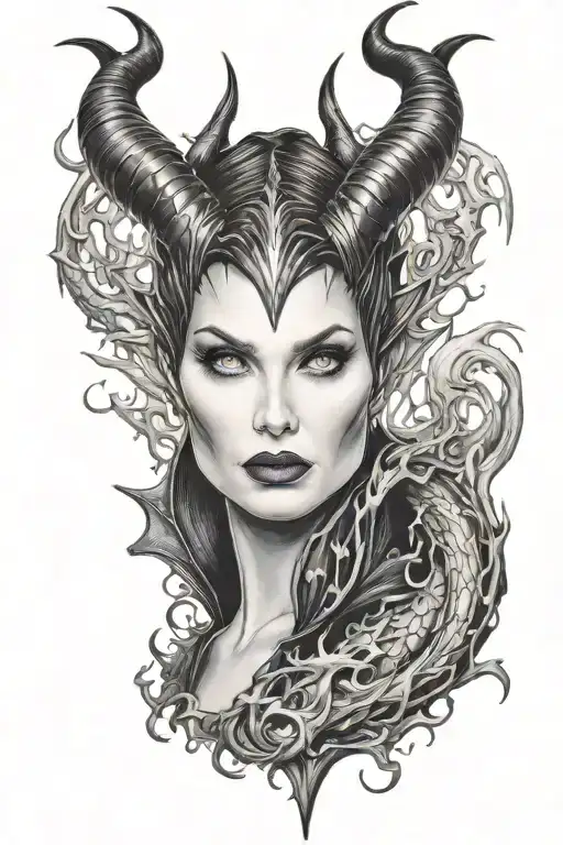 Maleficent's Face Emerging From The Flames From The Dragon