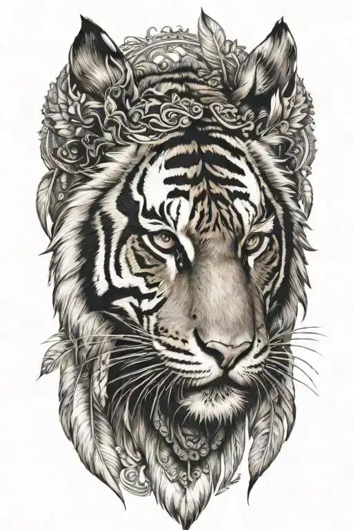 Tiger With Feathers Dangling