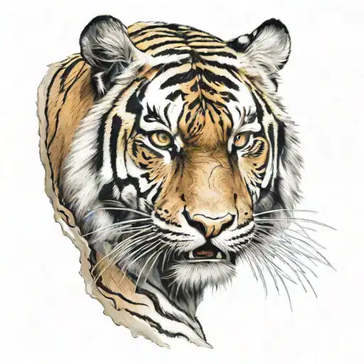 Tiger Tearing Human Skin To Reveal Human Expressions