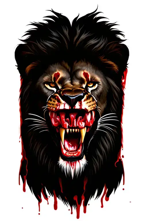 Bloody Teeth Lion Face Made