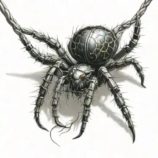 Spider Hanging Upside Down From Ear Webbing The Number 5